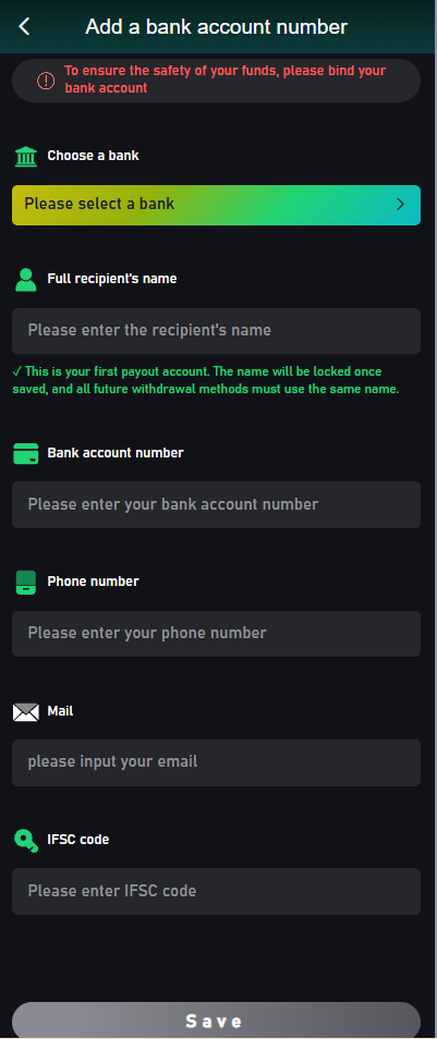 Bank Details